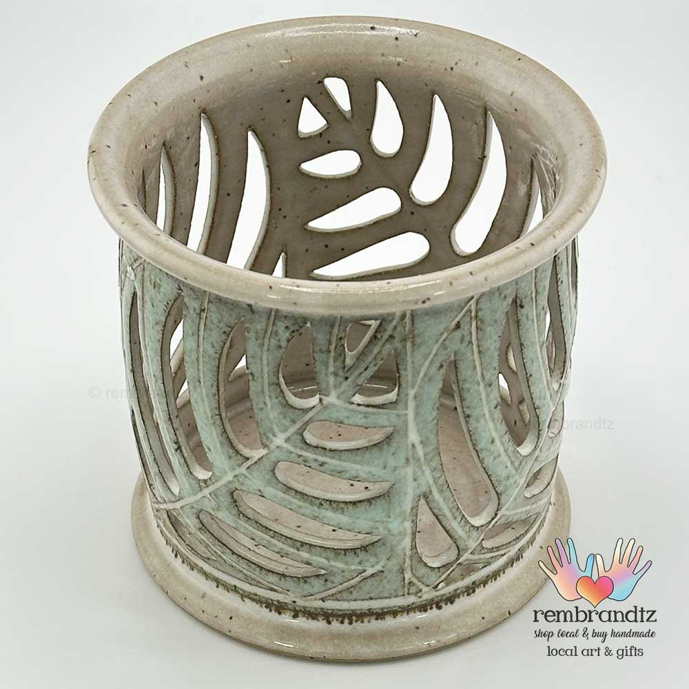 Leaf Carved Candle Holder